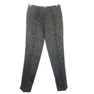 PILE OU FACE Paris Womens Ankle Pants XL (32 X 31) Black Silk Dragonfly Pattern